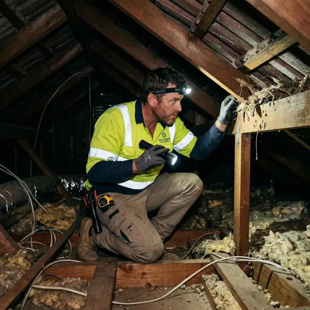 Technician using detection equipment to locate a dead rat inside a Merlynston wall cavity