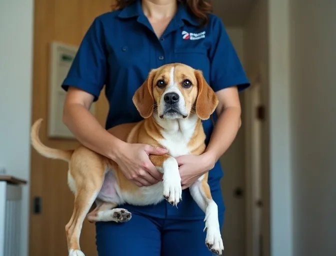 Technician respectfully transporting a deceased dog in Merlynston